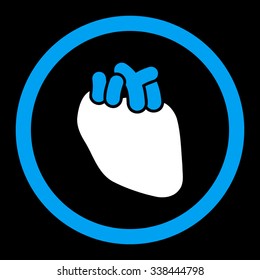 Heart vector icon. Style is bicolor flat rounded symbol, blue and white colors, rounded angles, black background.