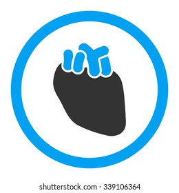Heart vector icon. Style is bicolor flat rounded symbol, blue and gray colors, rounded angles, white background.