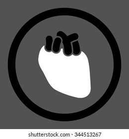 Heart vector icon. Style is bicolor flat rounded symbol, black and white colors, rounded angles, gray background.