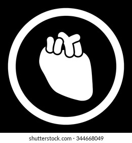 Heart vector icon. Style is flat rounded symbol, white color, rounded angles, black background.