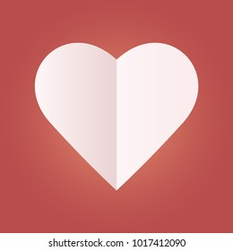 A heart vector icon, White heart on the red background, Paper cut of heart shape, Logo of valentine day and love symbol.