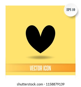 heart vector icon with yellow background