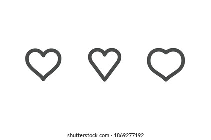 Heart vector icons collection. Linear hearts set. Valentine's day and love symbols.