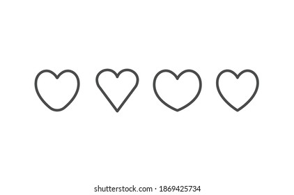 Kollektion von Herz-Vektorsymbol. Lineare Herzen setzen. Valentinstag und Liebeszeichen.