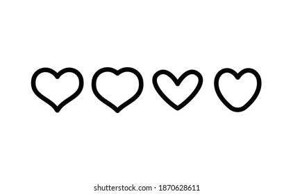 Heart vector icons collection. Linear hearts set. Valentine's day and love symbols.