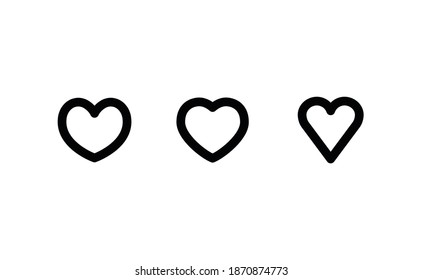 Heart vector icons collection. Linear hearts set. Valentine's day and love symbols.