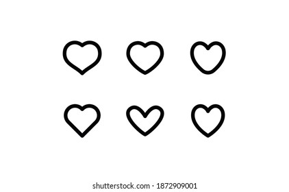 Heart vector icons collection. Linear hearts set. Valentine's day and love symbols.