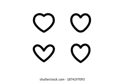 Heart vector icons collection. Linear hearts set. Valentine's day and love symbols.