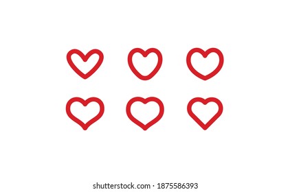 Heart vector icons collection. Linear hearts set. Valentine's day and love symbols.