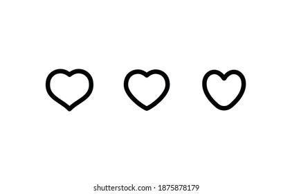 Colección de iconos del vector del corazón. Corazón lineal puesto. El día de San Valentín y los símbolos de amor.