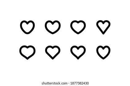 Heart vector icons collection. Linear hearts set. Valentine's day and love symbols.