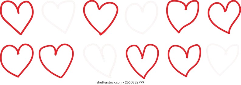 Heart vector icons collection. Linear hearts set. Valentine's day and love symbols, vector eps 10