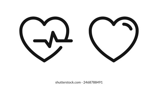 Heart vector icons. Heartbeat icons. Heart shape