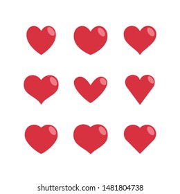 Heart vector icons, love symbol collection. Hearts silhouettes.