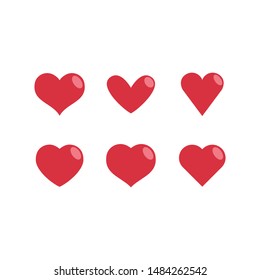 Heart vector icons, love symbol collection. Red Hearts silhouettes.