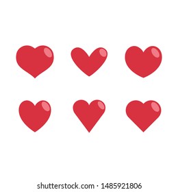 Heart vector icons, love symbol collection. Red Hearts silhouettes.