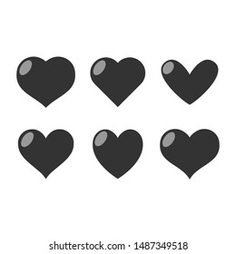 Heart vector icons, love symbol collection. Hearts silhouettes.