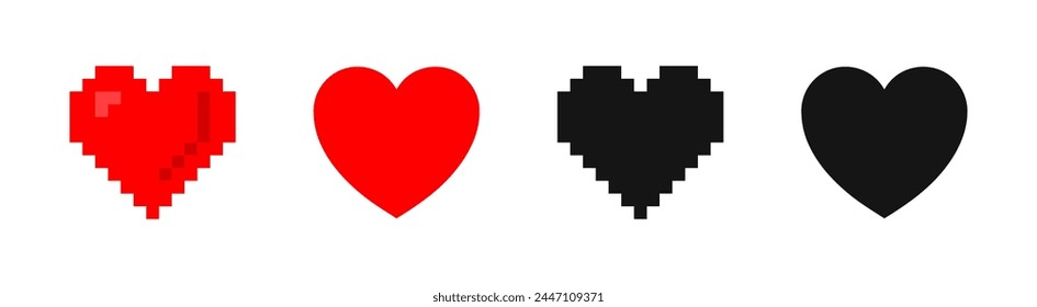 Heart vector icons. Pixel heart icons. Heart illustration