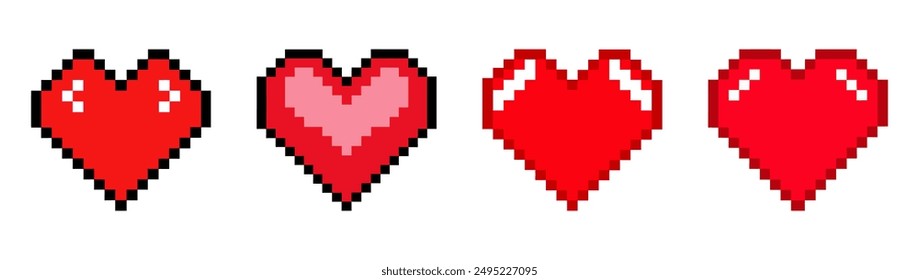 Heart vector icons. Pixel heart icons. Heart illustration
