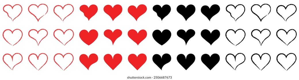 Heart vector icons. Red Heart Love symbol. Valentine vector icon