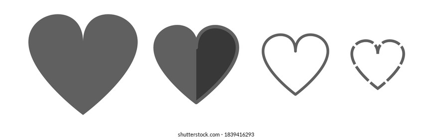 Heart vector icons. Set of love symbols on white background. Vector illustration. Concept of love