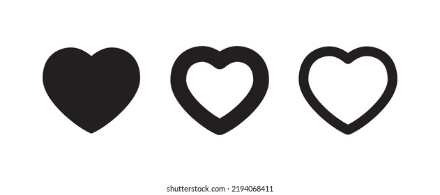 Heart vector icons. Set of love symbols. Isolated pictograms. Valentine's day design elements.