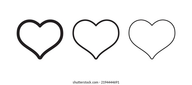 Iconos vectoriales de corazón. Conjunto de símbolos de amor. Pictogramas aislados. Elementos de diseño del día de San Valentín.