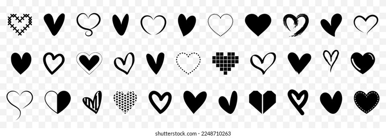 Heart vector icons. Set of love symbols isolated.