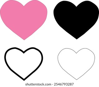 Heart vector icons. Set of love symbols isolated.