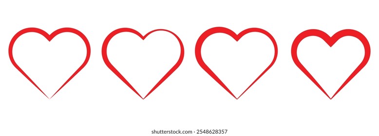 Heart vector icons. Set of love symbols isolated on white background. Vector illustration.