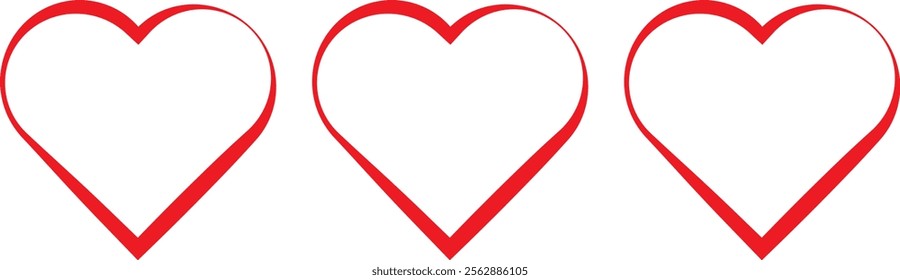 Heart vector icons. Set of love symbols. Set of heart vector icons isolated on white background. Vector illustration.
