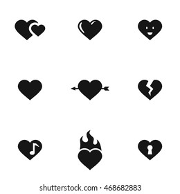 Iconos vectoriales del corazón. Un simple conjunto de ilustraciones de 9 elementos cardíacos, iconos editables, se puede utilizar en el logotipo, la interfaz de usuario y el diseño web