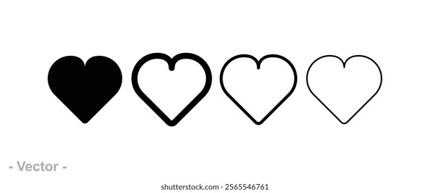 Heart vector icons. Valentine's Day, Love , passion, health concept. Romantic design heart icon. black hearts isolated on white background vector design