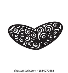 heart. Vector illustration black and white illustration. Vintage heart with decorative elements on white background for valentines, women, mothers day greeting cards graphic design