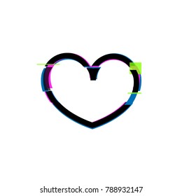 Heart Vector illustration. Distorted Glitch Style Modern Background.