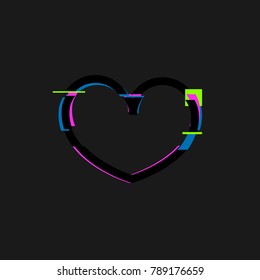 Heart Vector illustration. Distorted Glitch Style Modern Background.