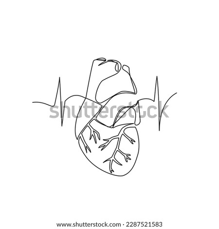 Heart vector illustration drawn in line art style