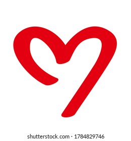 Heart. Vector illustration of hand drawn red heart. Line drawing icon. Love, romantic