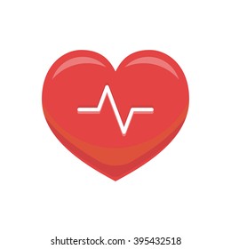 Heart vector illustration. Heartbeat vector icon. Medical and hospital icon. Color icon on white background.