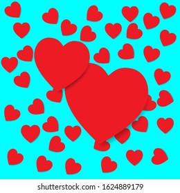 Heart vector illustration icon with shadow with blue background