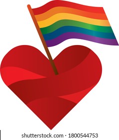 A heart vector illustration with the pride flag supporting the LGBTQ community letting everyone know that love is love! 