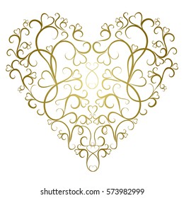 Heart vector illustration. Valentines Day and wedding decoration. Beautiful gold heart. 