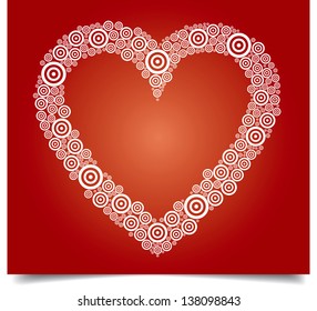 Heart vector illustration with white circles on red background