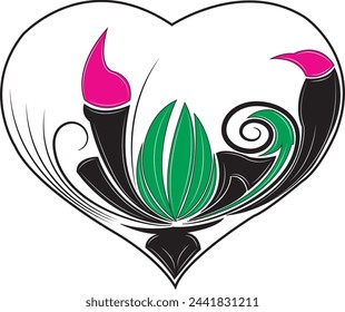 Heart vector image with art, Valentine's Day