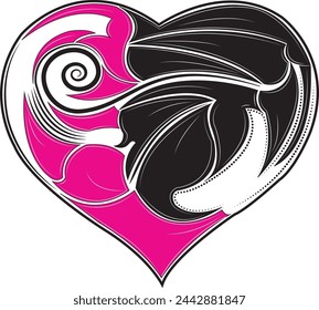 Heart vector image with art, Valentine's Day