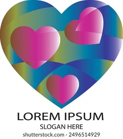 Heart vector image with art,heart vector colorful, Valentine's Day