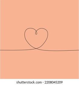 heart vector line illustration. Line drawing linear continuous symbol of love. Valentines single line romantic wedding logo
