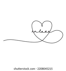 heart vector line illustration. Line drawing linear continuous symbol of love. Valentines single line romantic wedding logo