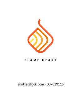 Heart vector logo. Line art design template