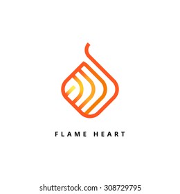 Heart vector logo. Line art design template